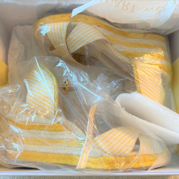 Stuart Weitzman | Like New Mirela Stripes espadrille wedges in Sunflower color - Picture 9 of 11